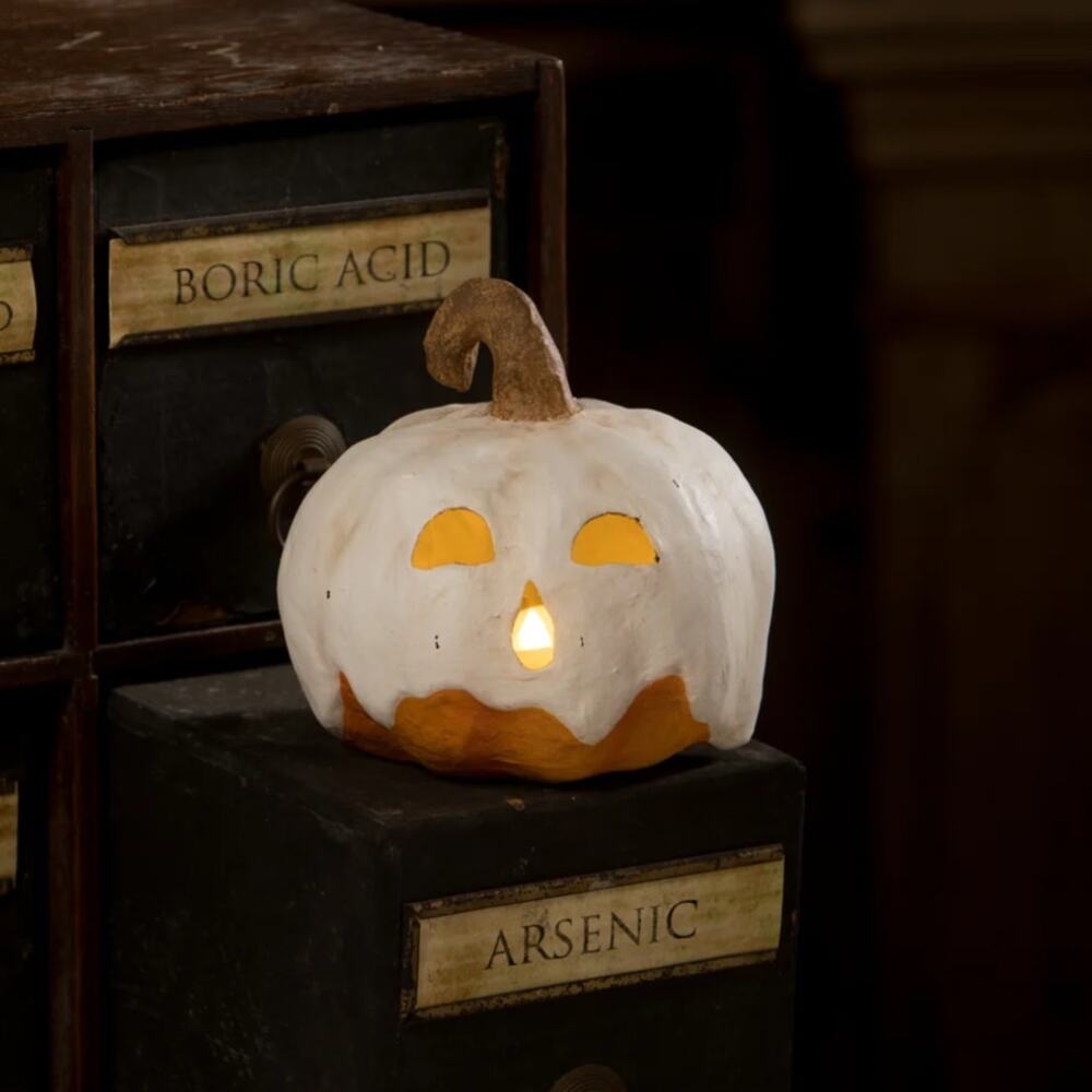 Bethany Lowe Ghost Jack O Lantern Luminary Squatty Pumpkin Halloween TJ2328 NEW